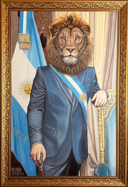 El cuadro que le regaló Yari Casanova a Javier Milei es una pintura al óleo y mide 1,60 por 1,10 metros