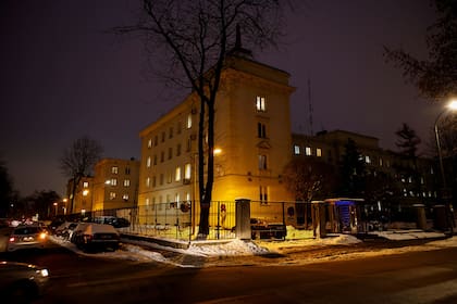 El cuartel general de la policía polaca en Varsovia, Polonia