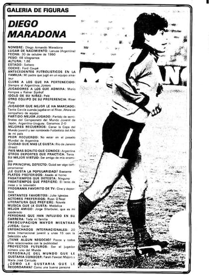 El cuestionario completo de Mundo Deportivo a Maradona en 1979