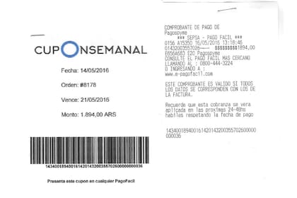 El cupón para Pago Fácil estaba adulterado: el código de barras correspondía a otra operación