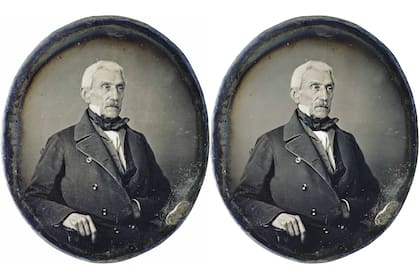 El daguerrotipo original de San Martin de 1848, a la izquierda, y la versión mejorada usando algoritmos, a la derecha