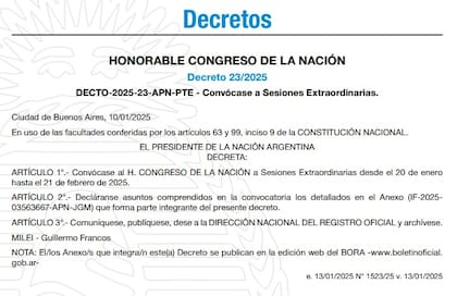 El decreto firmado por el Gobierno en el Boletín Oficial