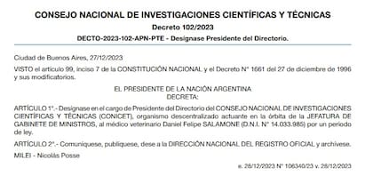 El decreto sobre Salamone