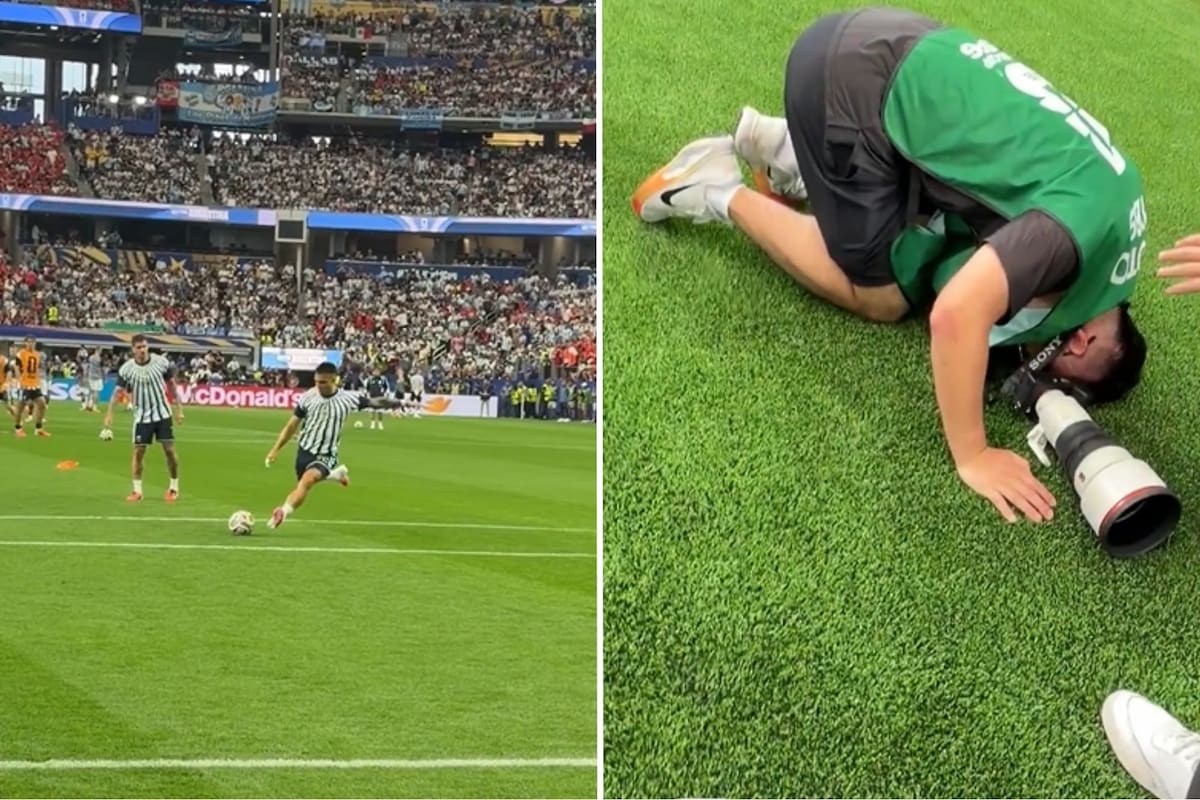 El delantero de la selección Lautaro Martínez le dio un fuerte pelotazo a un fotógrafo durante la entrada en calor antes del partido ante Austria