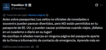 El Departamento de Estado prohíbe los sellos no autorizados en el pasaporte estadounidense