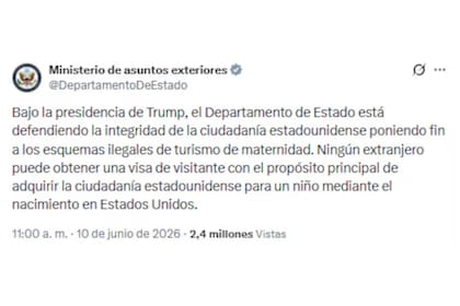 El Departamento de Estado señala que las restricciones buscan "defender la integridad de la ciudadanía estadounidense"