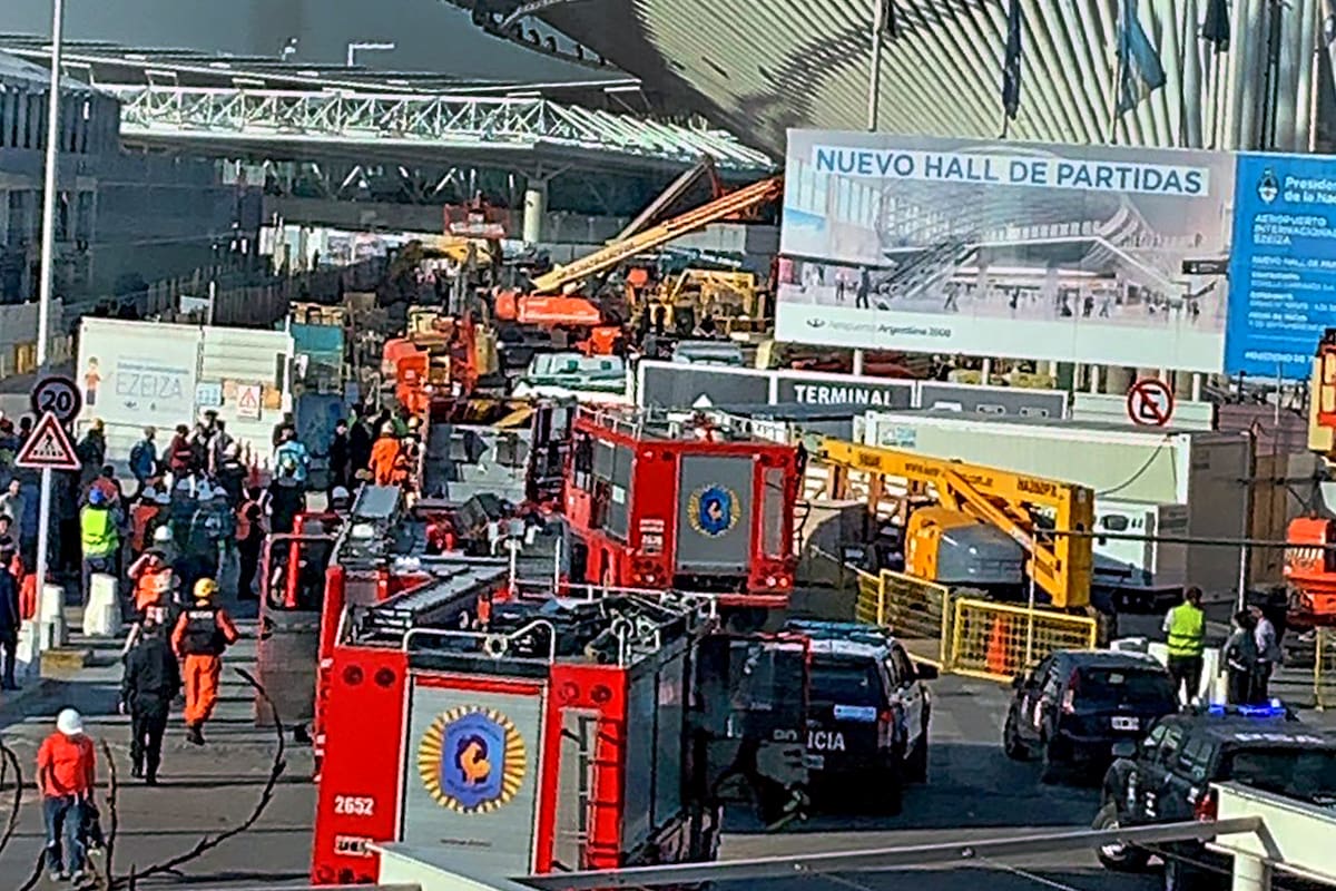 El derrumbe en una obra del Aeropuerto de Ezeiza