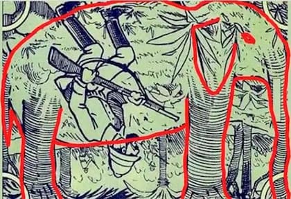 El desafío visual del elefante se resuelve dando vuelta la imagen.