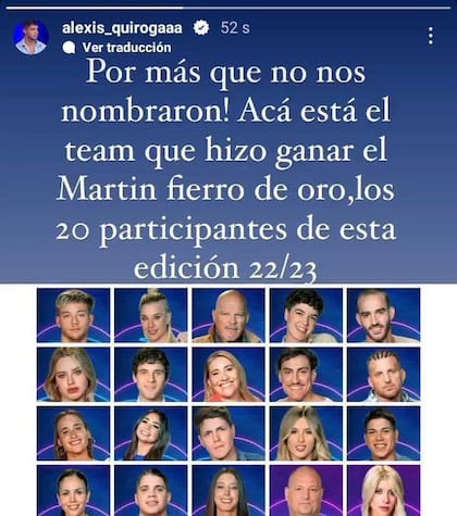 El descargo de Alexis Quiroga en Instagram