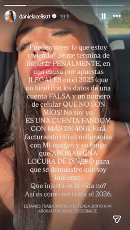 El descargo de Daniela Celis tras ser imputada en una causa de apuestas ilegales (Foto: Instagram @danielacelis01)