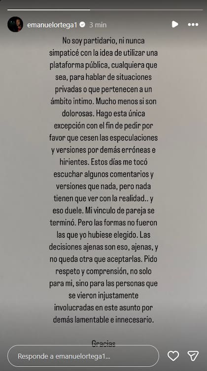El descargo de Emanuel Ortega