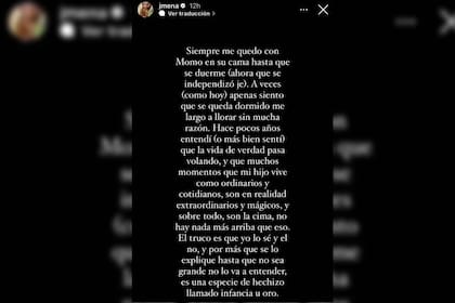 El descargo de Jimena Barón (Foto Instagram @jmena)