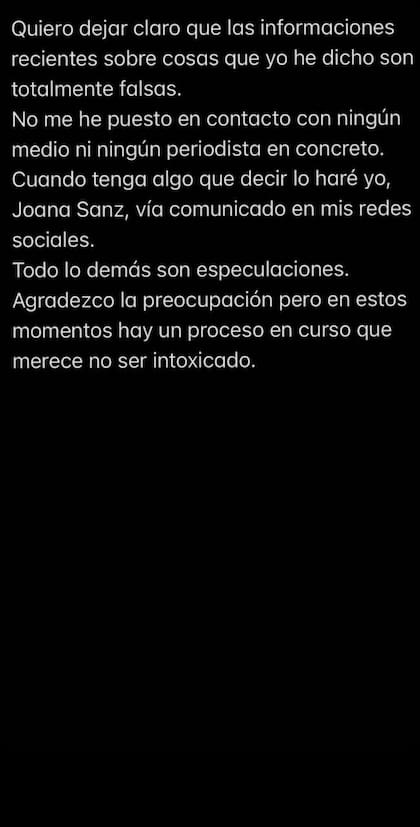 El descargo de Joana Sanz sobre su supuesto divorcio de Dani Alves