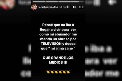 El descargo de Lucas Benvenuto (Captura Instagram @lucasbenvenutoo)