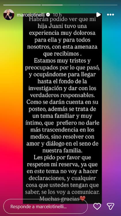 El descargo de Marcelo en sus redes sociales