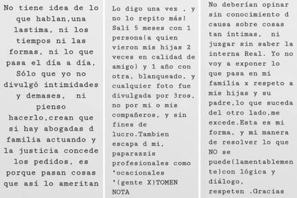 El descargo de Nicole Neumann en su cuenta de Instagram