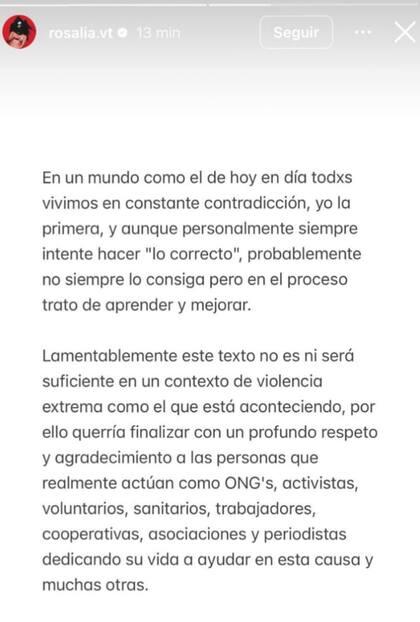 El descargo de Rosalía en sus redes sociales
