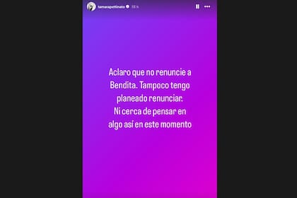 El descargo de Tamara Pettinato, luego de que trascendiera que no iba a estar más en Bendita