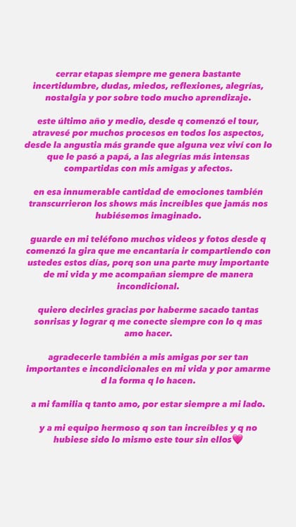 El descargo de Tini Stoessel tras un año movilizante