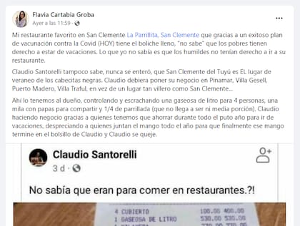 El descargo de una clienta de La Parrillita