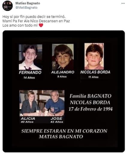 El descargo en Twitter de Matías Bagnato tras la muerte de Fructuoso Álvarez González