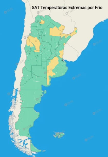 El descenso térmico persiste en la Argentina