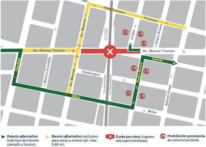 El desvío alternativo se hará en la calle Miller