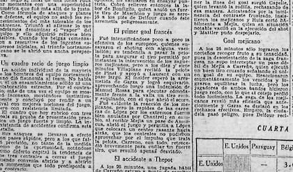 El detalle de la jugada del primer gol de la historia de los Mundiales, según narró el diario La Nación en 1930