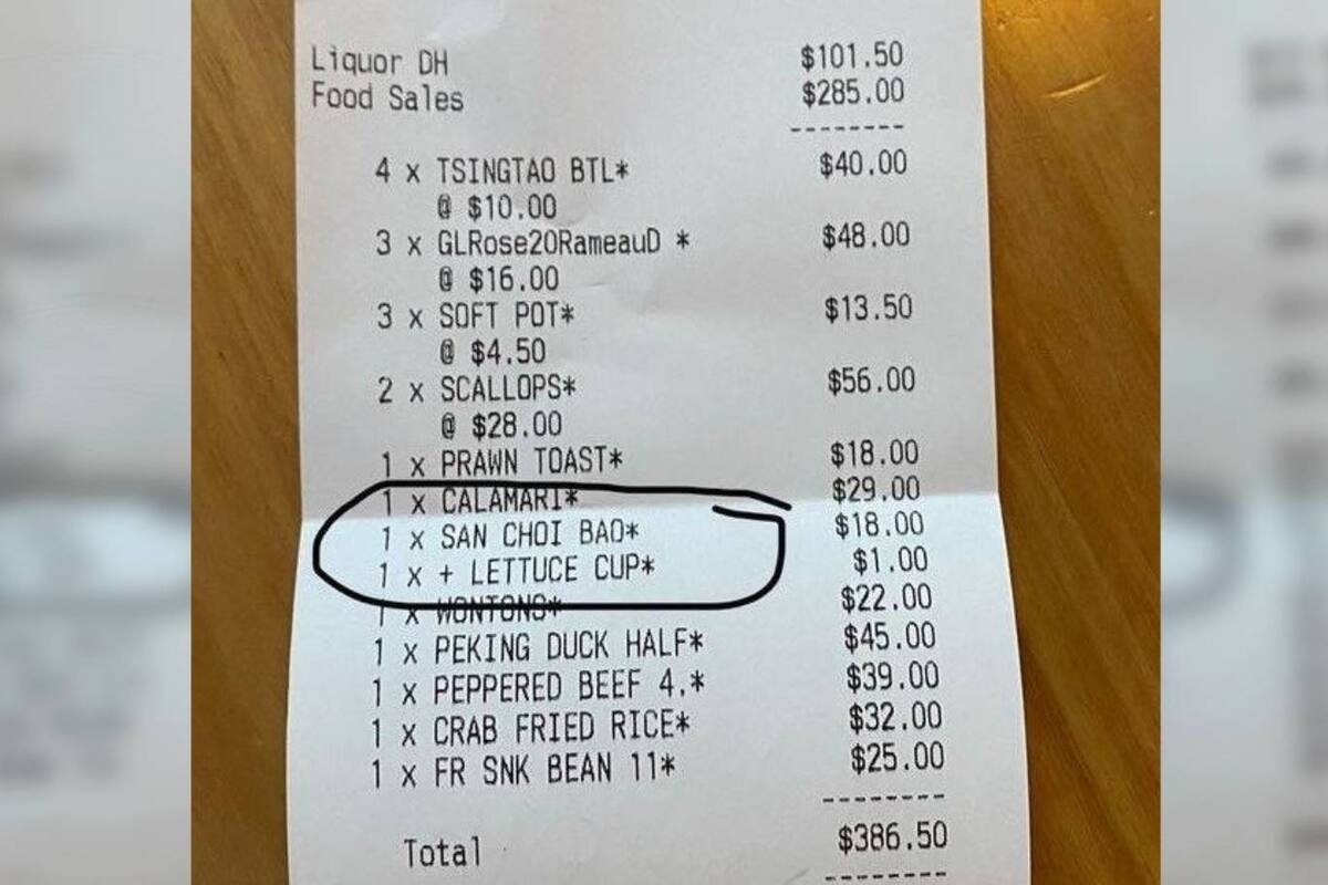 El detalle en el ticket de un restaurant de comida china australiano llamó la atención e indignó a un par de comensales