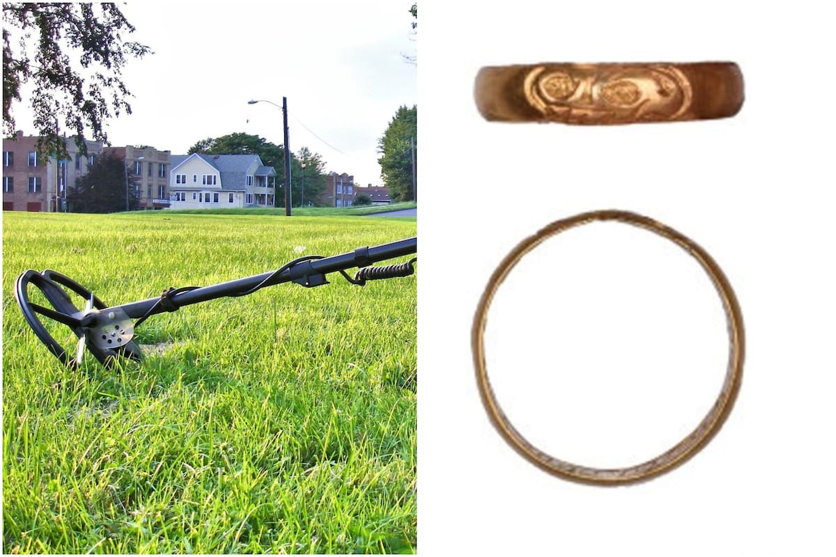 El detector de metales del hombre se activó en un campo; creyó que había encontrado cualquier cosa, pero en realidad era un tesoro