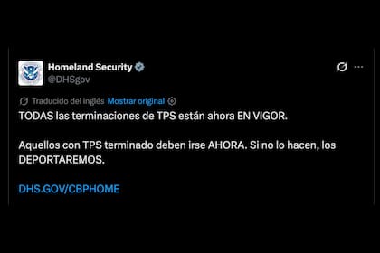 El DHS dijo a los migrantes con TPS finalizado que abandonen EE.UU.