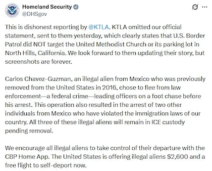 El DHS responde a acusaciones de iglesia en Los Ángeles