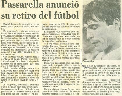 El día que Passarella dejó el fútbol