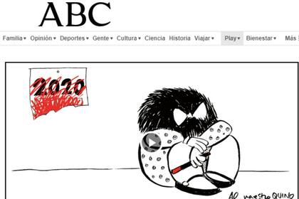 El diario ABC de España ilustró la noticia del fallecimiento del dibujante con una caricatura que muesrta el desconsuelo de Mafalda