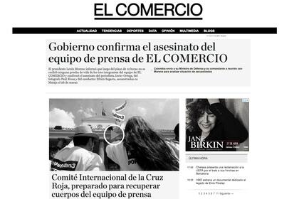 El diario El Comercio decidió publicar su portada en tonos de negro por el asesinato