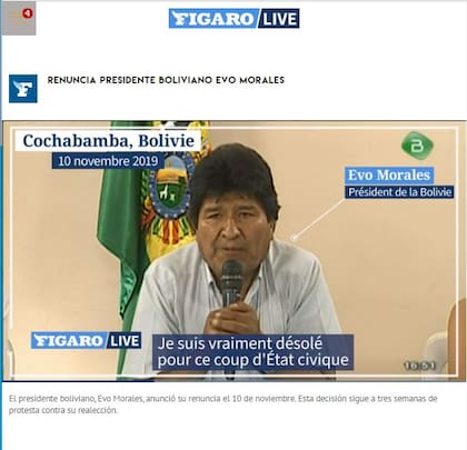 el diario francés compartió el video de la renuncia de Evo