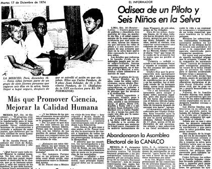El diario mexicano El Informador publicó en 1974 la noticia de Reuters sobre el accidente de avión de los Zehnder