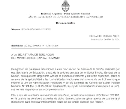 El dictamen de la Procuración del Tesoro