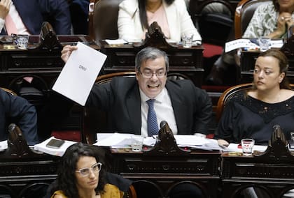 El diputado Germán Martínez el primer debate de la ley ómnibus, que luego fue devuelta a comisión.