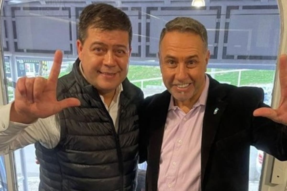 El diputado nacional César Treffinger, el hombre de Milei en Chubut, con el periodista militante Ricardo Bustos