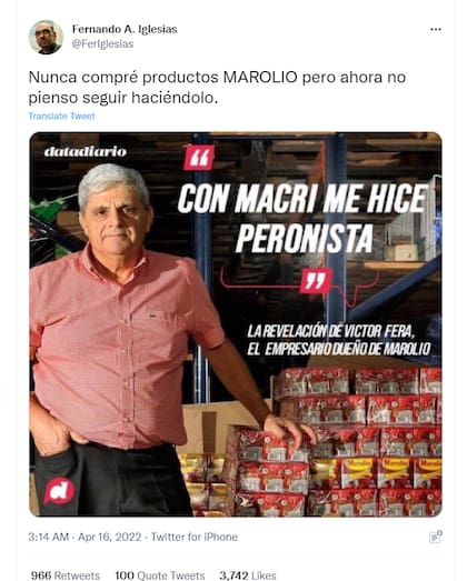 EL diputado nacional compartió una placa con las declaraciones del dueño de Maxiconsumo