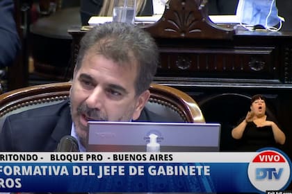 El diputado nacional Cristian Ritondo, en la sesión informativa del jefe de Gabinete de Ministros