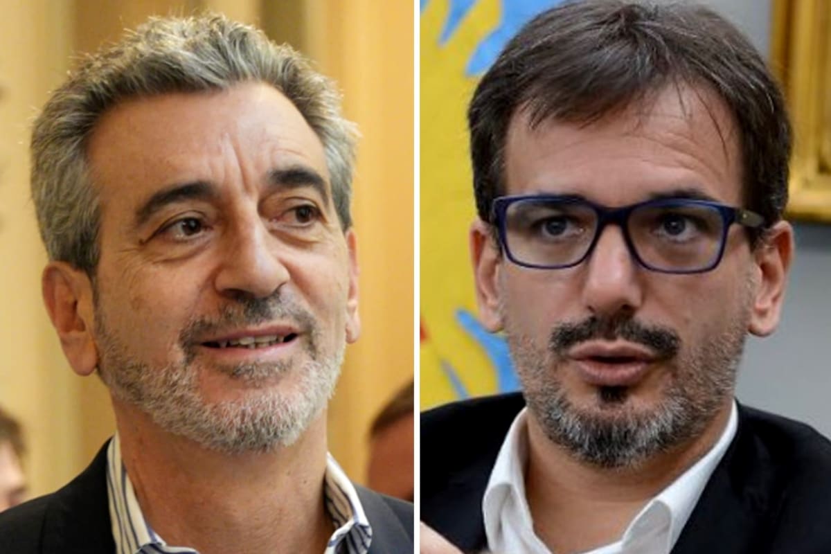 El diputado nacional y exfuncionario de Cristina Kirchner, Florencio Randazzo, junto al exsenador y cuñado de Sergio Massa, Sebastián Galmarini