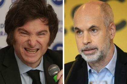 El diputado por La Libertad Avanza Javier Milei junto al jefe de Gobierno porteño Horacio Rodríguez Larreta
