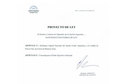 El diputado y exministro de Desarrollo Social Daniel Arroyo presentó un proyecto para declarar a Marcos Paz como la capital nacional de jamón crudo