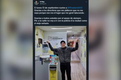 El Dipy anunció su regreso a Radio Rivadavia AM 630 (Foto: Twitter @eldipyok)