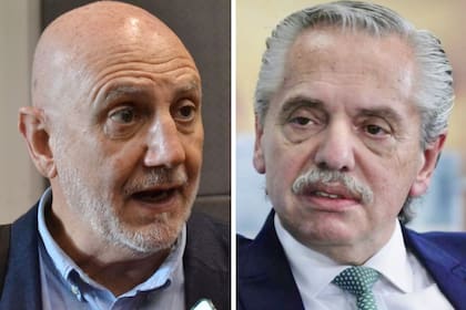 El director del Observatorio de la Deuda Social de la UCA, Agustín Salvia, junto al presidente saliente Alberto Fernández