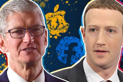 El director ejecutivo de Facebook, Mark Zuckerberg, y el director ejecutivo de Apple, Timothy Cook