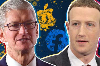 El director ejecutivo de Facebook, Mark Zuckerberg, y el director ejecutivo de Apple, Timothy Cook