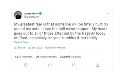 El director James Gunn aseguró que reza para que nunca le suceda esto en un set